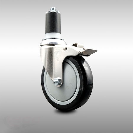 Service Caster 5 Inch 316SS Black Poly Swivel 1-1/2 Inch Expanding Stem Caster Lock Brake SCC SCC-SS316TTLEX20S514-PPUB-BLK-112